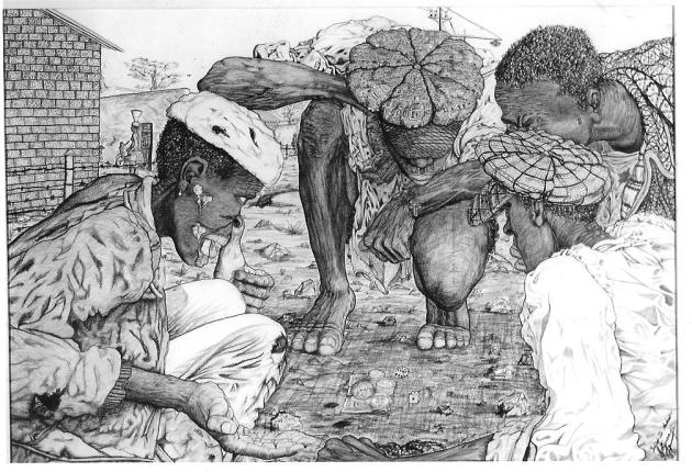 Andrew Motjouadi, Study for Township Life 2