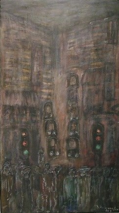 David Koloane, Street Scene (2001-2003), Acrylic on canvas. 1480 X 830 mm